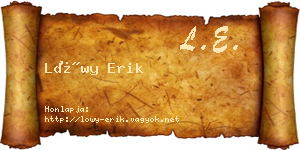 Lőwy Erik névjegykártya